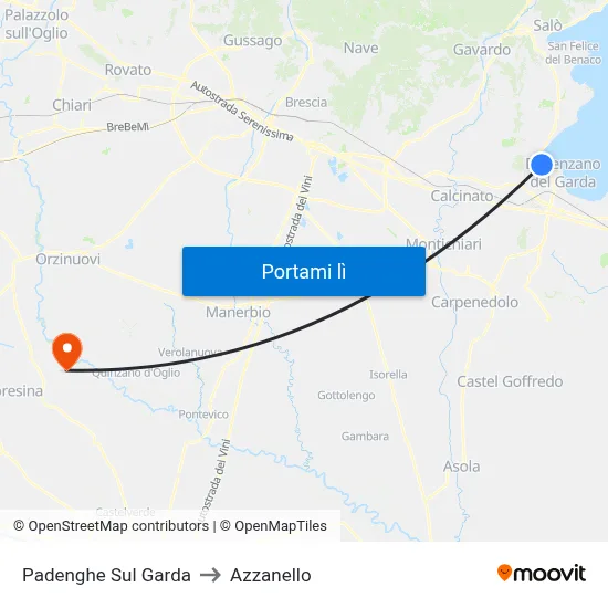 Padenghe Sul Garda to Azzanello map