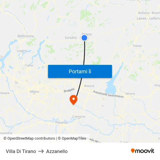 Villa Di Tirano to Azzanello map