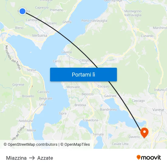 Miazzina to Azzate map