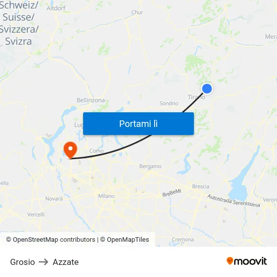 Grosio to Azzate map