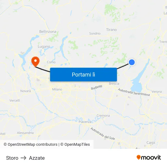 Storo to Azzate map