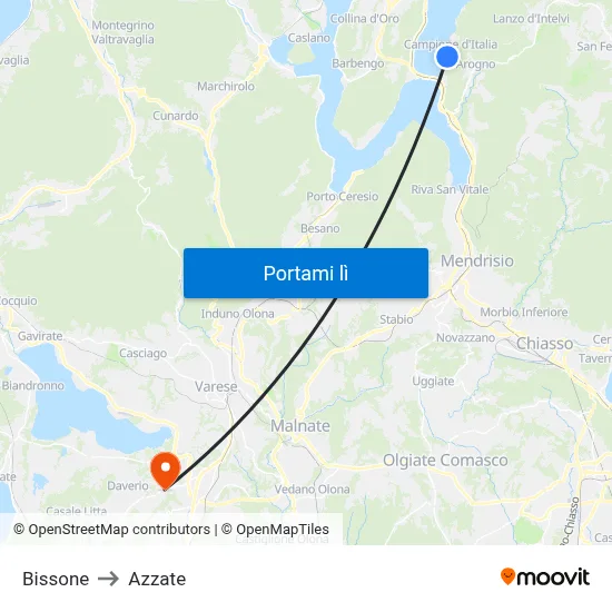 Bissone to Azzate map