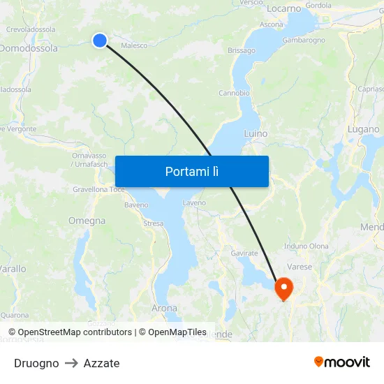 Druogno to Azzate map