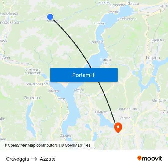 Craveggia to Azzate map