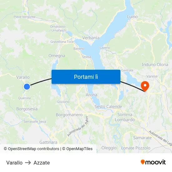 Varallo to Azzate map