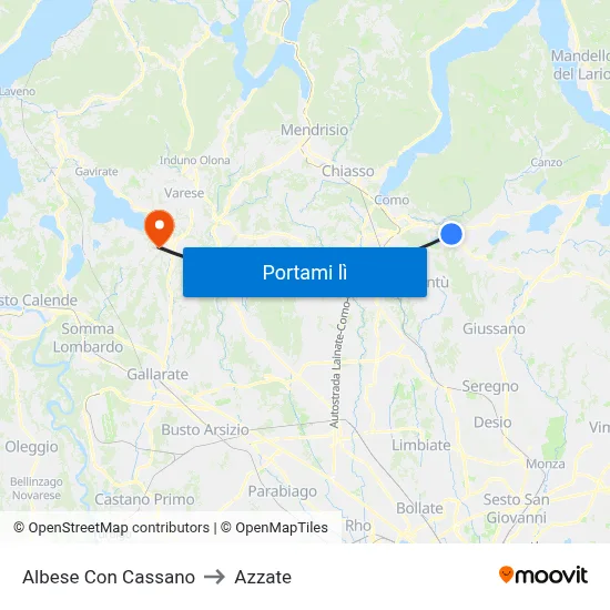 Albese Con Cassano to Azzate map