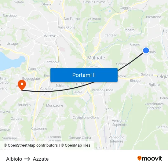 Albiolo to Azzate map