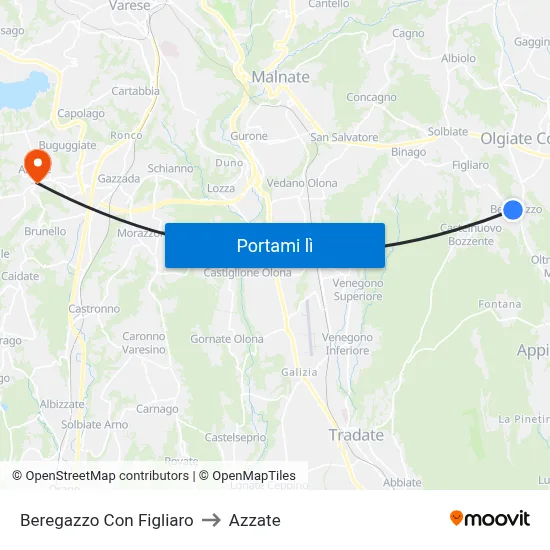 Beregazzo Con Figliaro to Azzate map