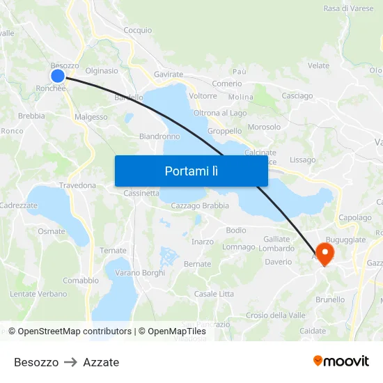 Besozzo to Azzate map