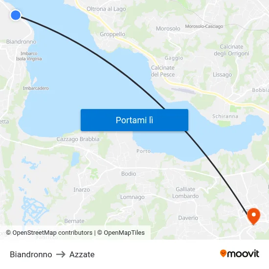 Biandronno to Azzate map