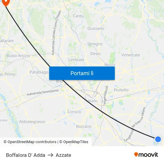 Boffalora D' Adda to Azzate map
