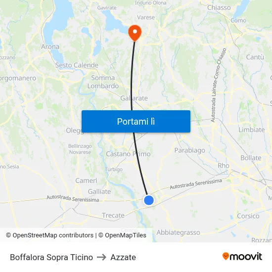 Boffalora Sopra Ticino to Azzate map