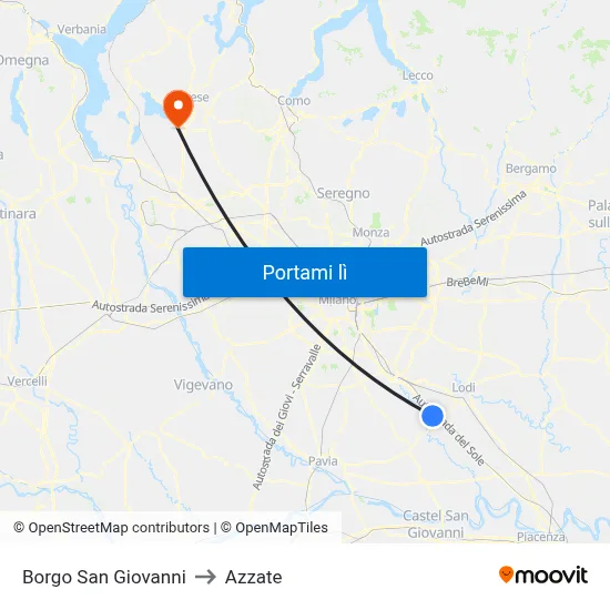 Borgo San Giovanni to Azzate map