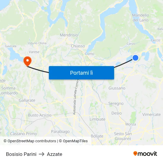 Bosisio Parini to Azzate map