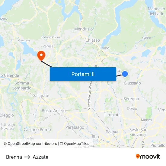 Brenna to Azzate map