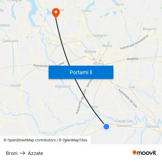 Broni to Azzate map