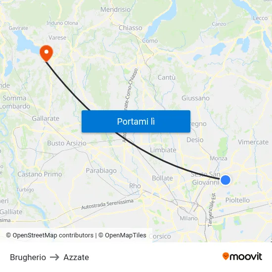 Brugherio to Azzate map