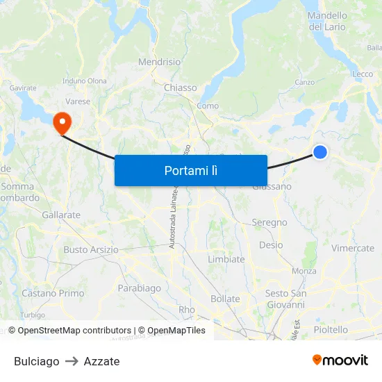 Bulciago to Azzate map