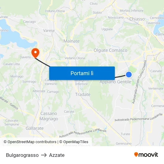 Bulgarograsso to Azzate map