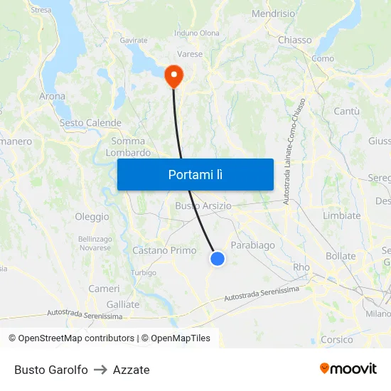Busto Garolfo to Azzate map