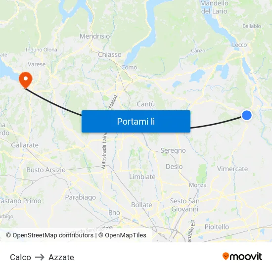 Calco to Azzate map