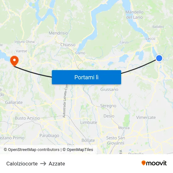 Calolziocorte to Azzate map