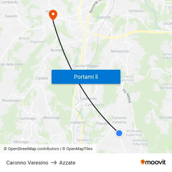 Caronno Varesino to Azzate map