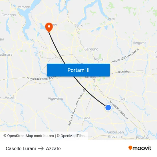 Caselle Lurani to Azzate map