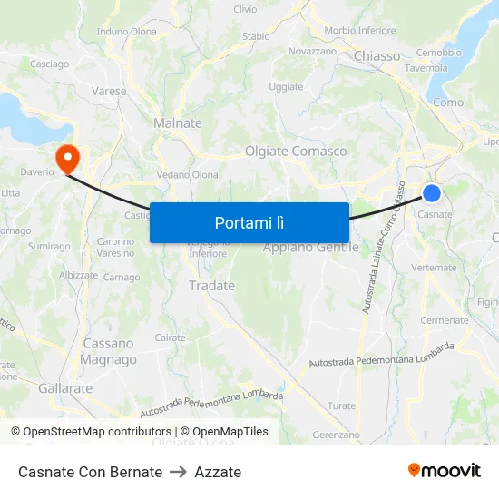 Casnate Con Bernate to Azzate map