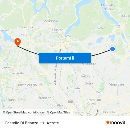 Castello Di Brianza to Azzate map