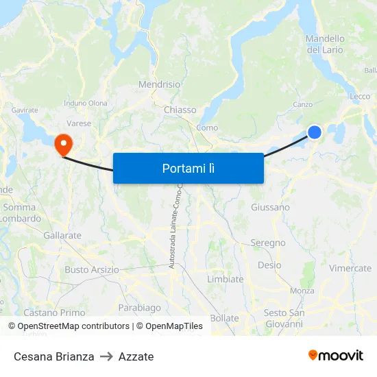 Cesana Brianza to Azzate map