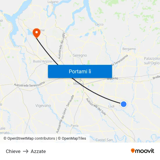 Chieve to Azzate map