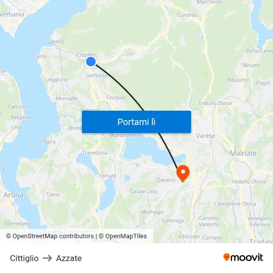 Cittiglio to Azzate map