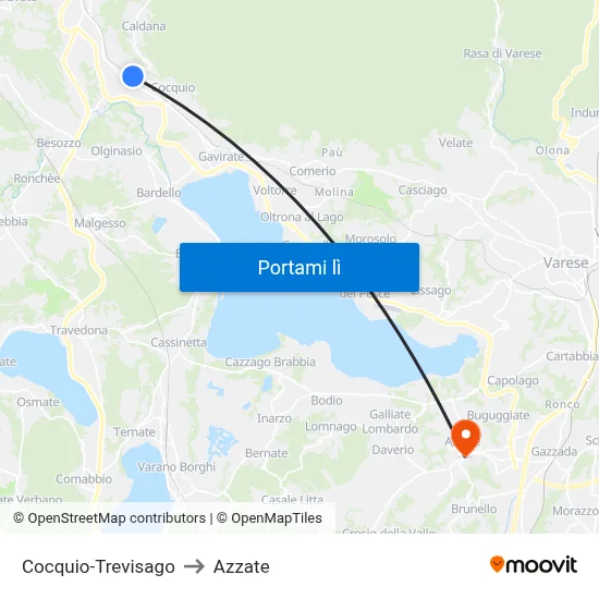 Cocquio-Trevisago to Azzate map