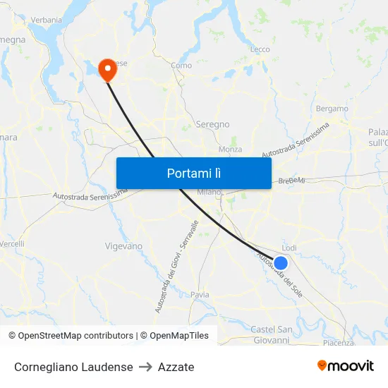 Cornegliano Laudense to Azzate map
