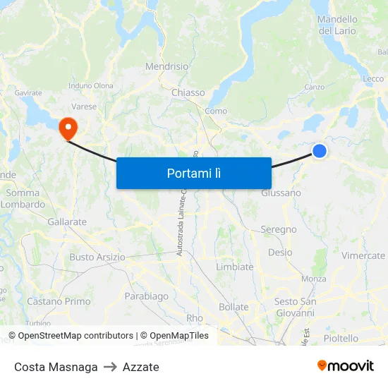 Costa Masnaga to Azzate map
