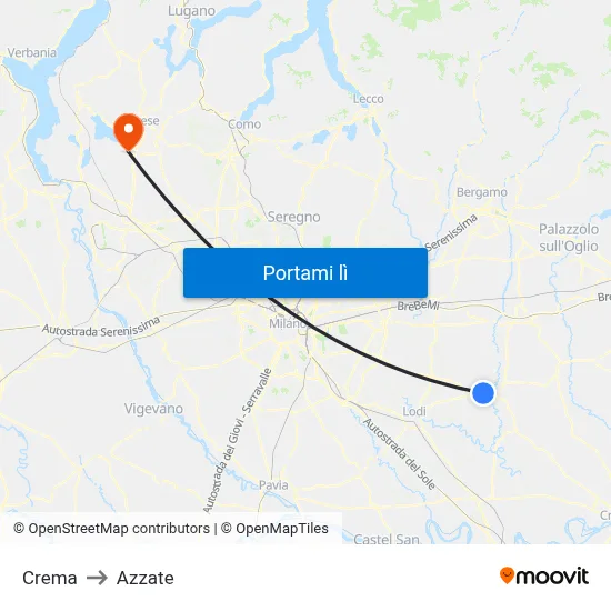 Crema to Azzate map