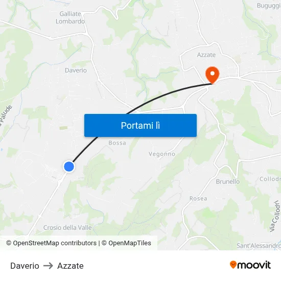 Daverio to Azzate map