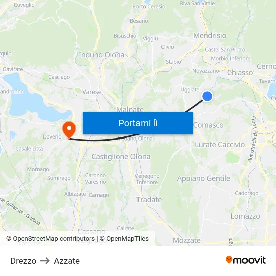 Drezzo to Azzate map