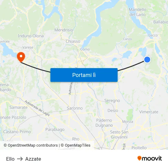 Ello to Azzate map