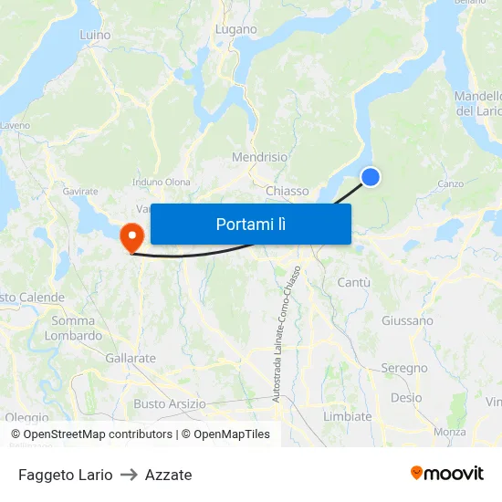 Faggeto Lario to Azzate map
