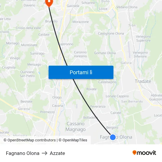 Fagnano Olona to Azzate map