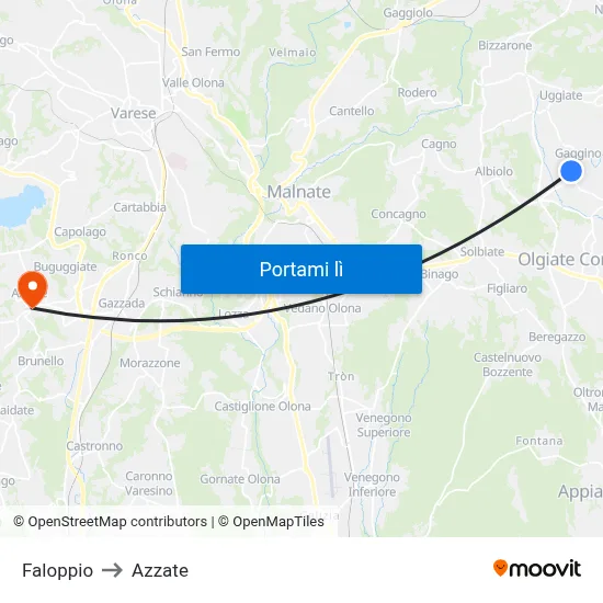 Faloppio to Azzate map