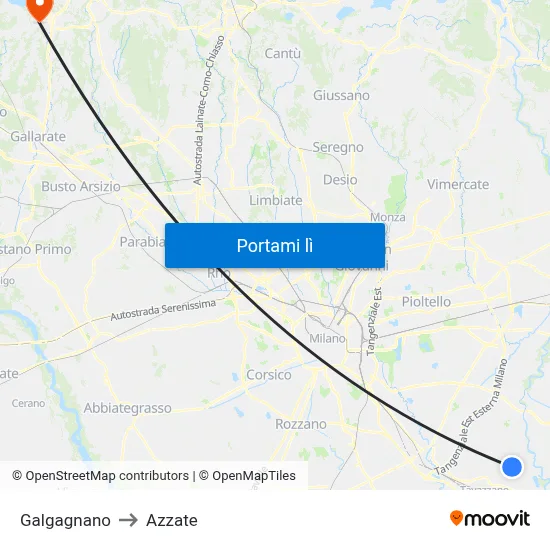 Galgagnano to Azzate map
