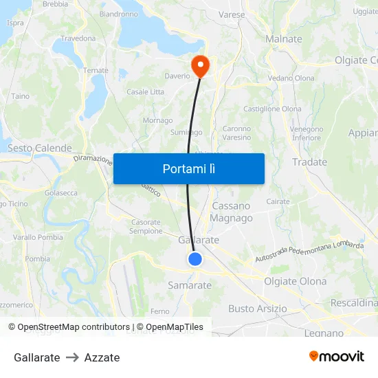 Gallarate to Azzate map