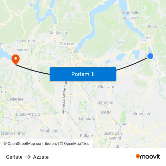 Garlate to Azzate map