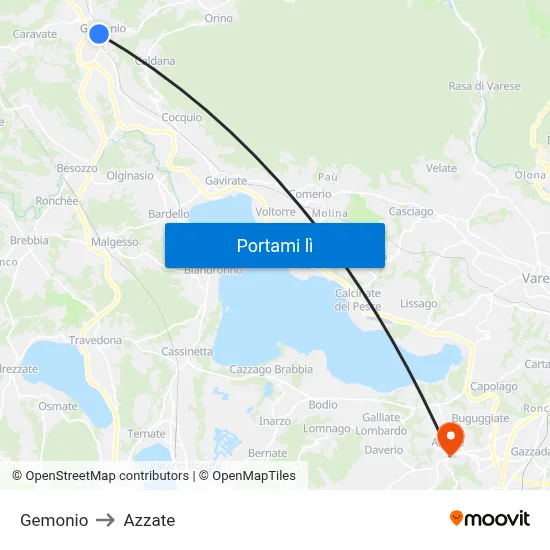 Gemonio to Azzate map