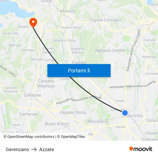 Gerenzano to Azzate map
