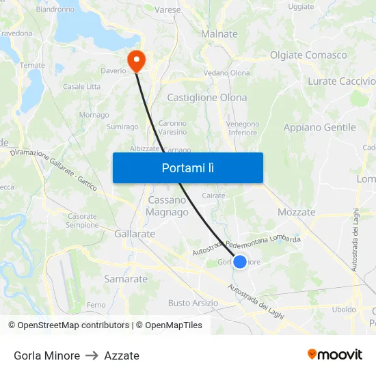 Gorla Minore to Azzate map