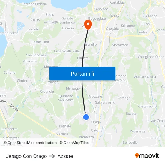 Jerago Con Orago to Azzate map